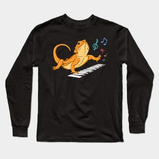 Bearded Dragon Music Piano Player Musician Long Sleeve T-Shirt